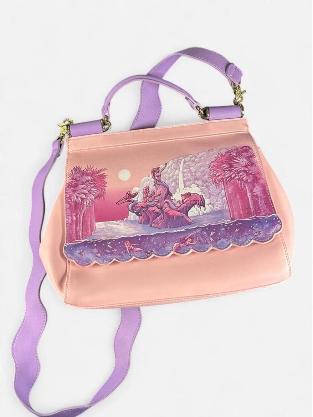 Loungefly Disney Princess pink and purple purse satchel bag